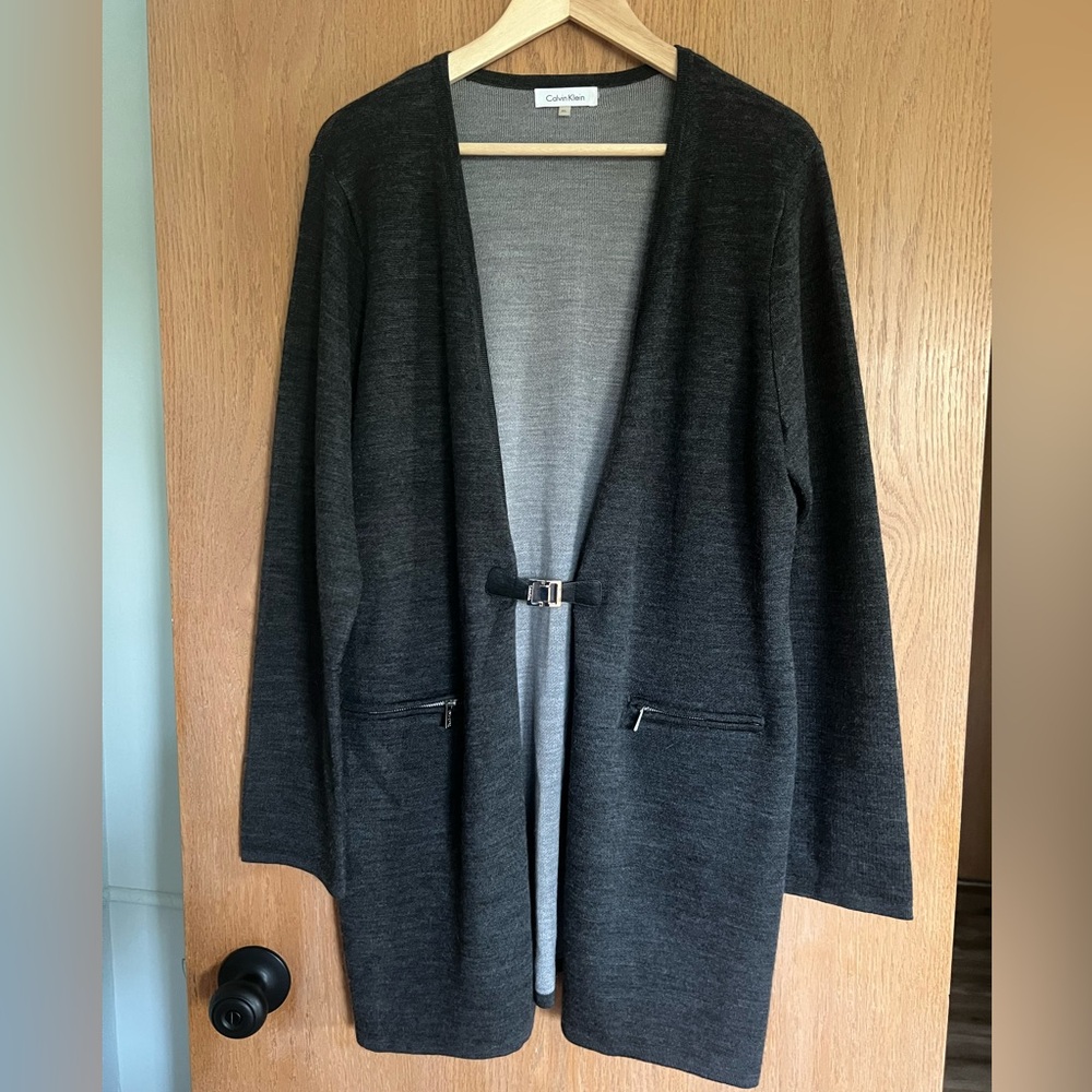 Calvin Klein Gray Knit Buckle Closure Sweater size extra large